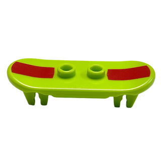 Minifigure, Utensil Skateboard Deck with Dark Red Stripe Pattern, Part# 42511pb14 Part LEGO® Lime