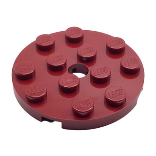 Plate Round 4x4 with Hole, Part# 60474 Part LEGO® Dark Red
