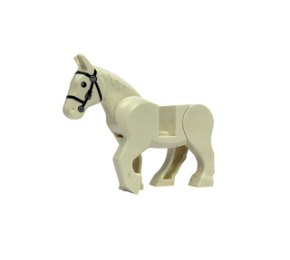 Horse, Movable Legs with Black Eyes, White Pupils, and Single Silver Buckle on Black Bridle Pattern, 10352c01pb06 Minifigure LEGO®