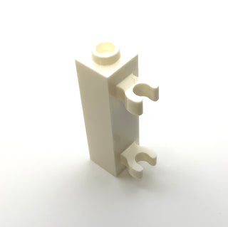 Brick, Modified 1x1x3 with 2 Clips (Vertical Grip) - Hollow Stud, Part# 60583b Part LEGO® White  