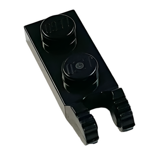 Hinge Plate 1 x 2 Locking with 2 Fingers on End, Part# 44302 Part LEGO® Black
