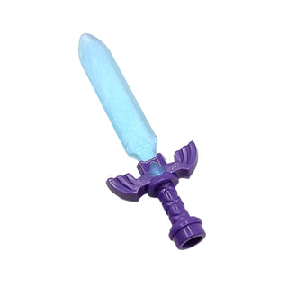 The Legend of Zelda Master Sword (Minifigure, Weapon Sword, Greatsword with Ornate Hilt with Molded Satin Trans-Light Blue Blade and Gem Pattern), Part# 105006pb01 Part LEGO® Dark Purple