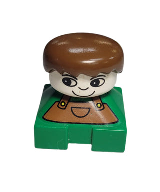 Duplo Figure Brick, Green Base with Overalls, 2327pb17 Minifigure LEGO®