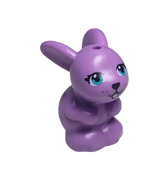 Bunny/Rabbit Sitting with Metallic Pink Tongue, 34050pb03 LEGO® Animals LEGO® Med Lavender