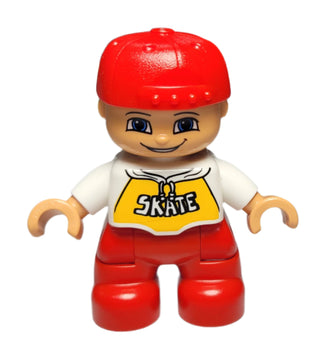 Duplo Boy, Red Cap, 'Skate' Shirt, 47205pb012 Minifigure LEGO®