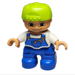 Duplo Boy with Blue Overalls, Lime Cap (47205pb002) Minifigure LEGO®