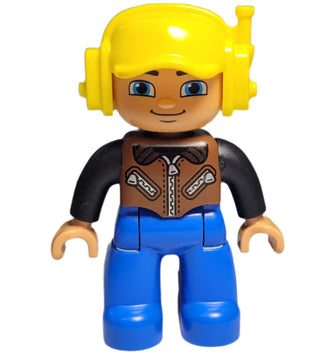 Duplo, Male with Yellow Cap and Headset, 47394pb157 Minifigure LEGO®
