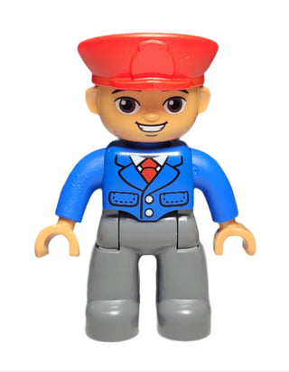Duplo, Male Train Conductor, 47394pb165 Minifigure LEGO®