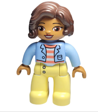 Duplo, Female, Coral and White Stripe Shirt - 47394pb284 Minifigure LEGO®
