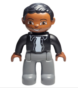 Duplo, Male, Black Top with Buttons - 47394pb071 Minifigure LEGO®