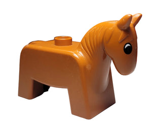 Duplo Horse Small with Black and White Eyes, 4009pb02 LEGO® Animals LEGO® Dk Orange