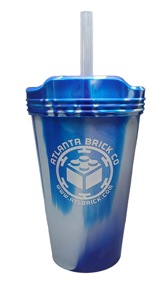 Atlanta Brick Co Silicone Blue Tye-Dye 16oz Cup with Lid & Straw Gear LEGO®