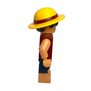 Monkey D. Luffy - Hair Combo, Straw Hat with Black Hair, Open Mouth Smile / Angry, op018 Minifigure LEGO®