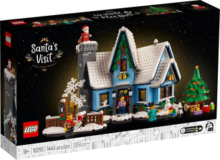 LEGO Santa's Visit set box featuring blue house with snow-covered roof, Christmas tree, and Santa figure on chimney.