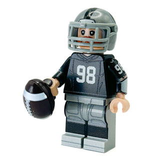#98 Crosby DE Las Vegas Football Player Minifig made using LEGO parts - B3 Customs Custom minifigure B3 Customs