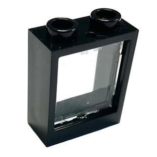 Window 1 x 2 x 2 Flat Front with Trans-Clear Glass (60592 / 60601), Part# 60592c01 Part LEGO® Black