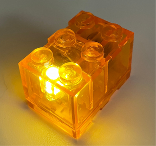 Light-Up 2x3 Brick, Battery Operated, CB2x3 & LB2x3 Custom Parts United Brick Co® Orange