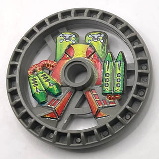 Technic, Disk 5x5 - RoboRider Talisman Wheel, Toxic Robot Pattern, Part# 32357pb01