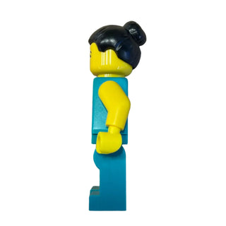 Lunar New Year Parade Participant - Ornate Dark Turquoise Costume, Black Bun, hol312 - LEGO® Holiday Minifigure