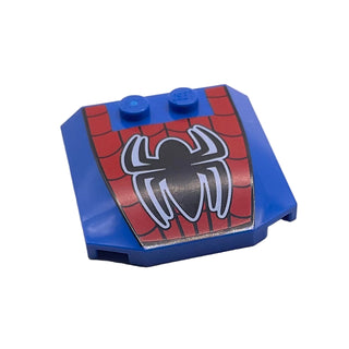 Wedge 4 x 4 x 2/3 Triple Curved with Web and Black Spider Pattern, Part# 45677pb074 Part LEGO® Blue Very Good