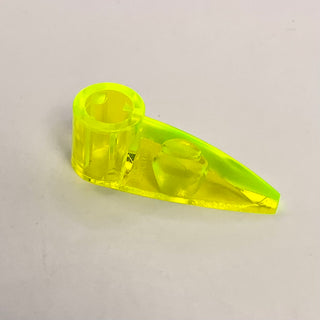 Neon yellow Bionicle gear piece with cylindrical axle hole and three teeth protruding from tapered body.