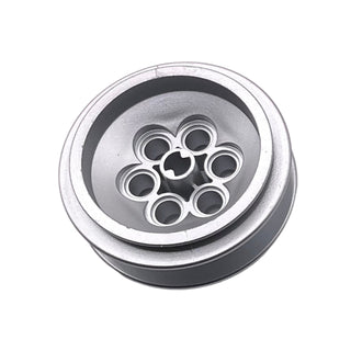 Wheel 43.2mm D. x 18mm - Extended Axle Stem, Part# 32020 Part LEGO® Very Good - Metallic Silver