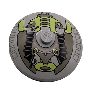 Dish 4x4 Inverted (Radar) with Solid Stud with Life on Mars Hoses and Machinery Pattern, Part# 3960px3 Part LEGO® Light Gray Very Good