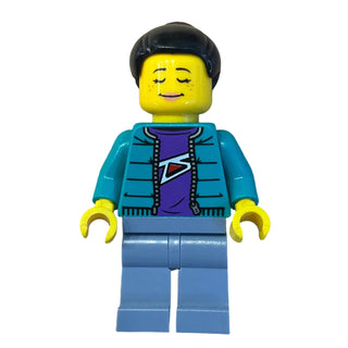 Woman with Dark Turquoise Jacket over Dark Purple Shirt, hol353 - LEGO® Holiday Minifigure