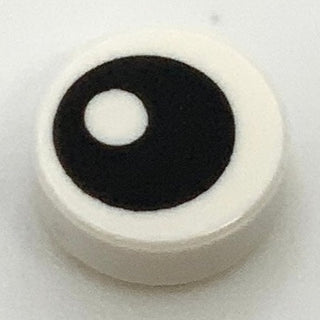 Tile Round 1x1 with Black Eye with Pupil Pattern, Part# 98138pb007 Part LEGO® White  