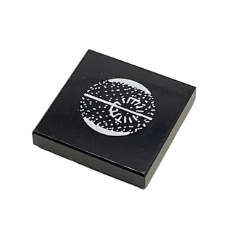 Tile 2 x 2 with White Death Star Schematic Pattern, Part# 3068pb0947 Part LEGO® Black Very Good