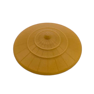Tan conical hat with ribbed surface detail and central peak, shown from above against white background.
