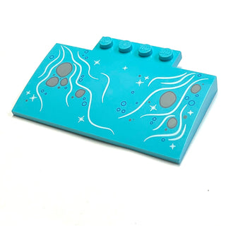 Slope, Curved 5 x 8 x 2/3 with 4 Studs with Bubbles and Light Bluish Gray Rocks in Stream Pattern, Part# 15625pb024