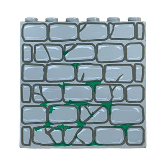 Brick 1 x 6 x 5 with Stones with Cracks and Green Moss Pattern, Part# 3754px3