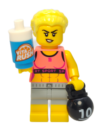 Fitness Instructor, col25-7 Minifigure LEGO® Complete with stand and accessories  