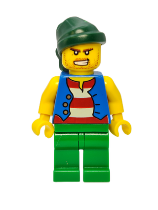 Pirate Blue Vest, Green Bandana, Bared Teeth, pi103 Minifigure LEGO®   