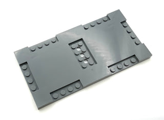 Brick Modified 8x16x2/3 with 1x4 and 2x4 Indentations, Part# 71772 Part LEGO® Dark Bluish Gray Very Good