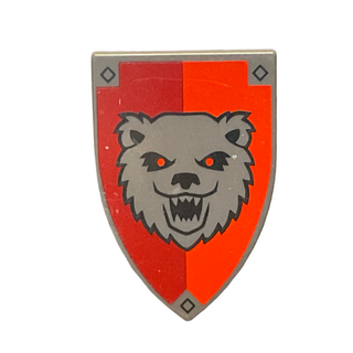 Shield Triangular Long with Bear on Red and Dark Red Background, 18836pb02 Part LEGO®