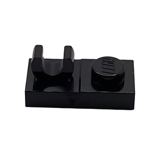 Plate, Modified 1x2 with Open O Clip on Top, Part# 44861 Part LEGO® Black