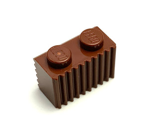 Brick, Modified 1x2 with Grille/Fluted Profile, Part# 2877 Part LEGO® Reddish Brown  