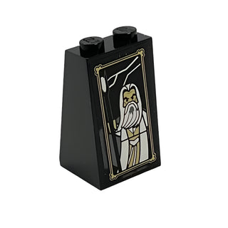 Portrait of Saruman the White (Sticker) Slope 75 2x2x3 - Solid Studs, Part# 3684cpb003 Part LEGO® Black Very Good