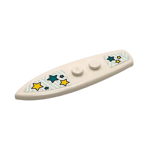 Surfboard with Dark Turquoise and Yellow Stars Pattern (Stickers), LEGO® Minifigure Utensil, Part# 90397pb012