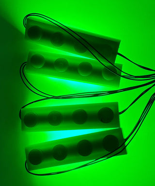 Daisy-Chained 1x4 LED Light Up Plates, DIY System, Reconnectable, LB1x4C4-LA Custom Parts United Brick Co® Green/Green