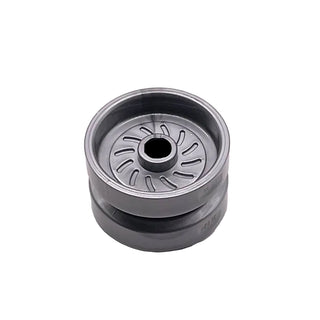 Wheel 18mm D. x 12mm with Axle Hole and Stud, Solid Brake Rotor Lines, Part# 18976 Part LEGO® Flat Silver