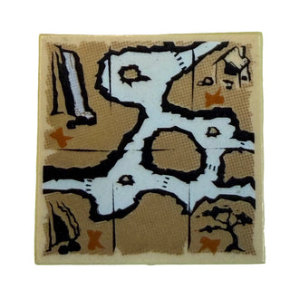 Tile 2 x 2 with Map Cave Tree House Waterfall Pattern Part# 3068pb0407 Part LEGO® Tan