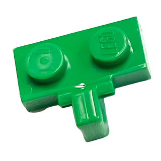 Hinge Plate 1 x 2 Locking with 1 Finger on Side with Bottom Groove, Part# 44567a Part LEGO® Green