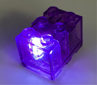 Light-Up 2x3 Brick, Battery Operated, CB2x3 & LB2x3 Custom Parts United Brick Co® Purple