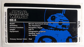 Sticker Sheet for Set BB-8, 75187-1 - (35567/6204380), Part# 75187stk01