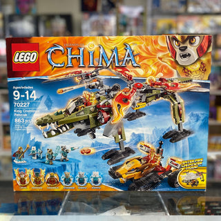 LEGO Chima set 70227 box featuring helicopter and creature vehicles with minifigures on icy background.