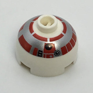 Brick Round 2x2 Dome Top with R5-D4 Pattern (6 Arcs on Top), Part# 553px1a Part LEGO® White  