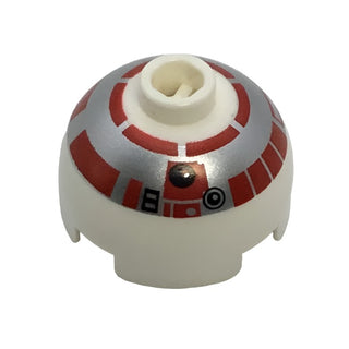 Brick Round 2x2 Dome Top with R5-D4 Pattern (6 Arcs on Top), Part# 553px1a Part LEGO® White  